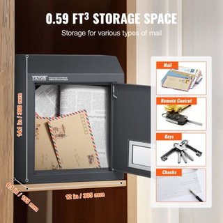A través de la puerta Caja de entrega de llaves Buzón con cerradura de combinación Gris oscuro