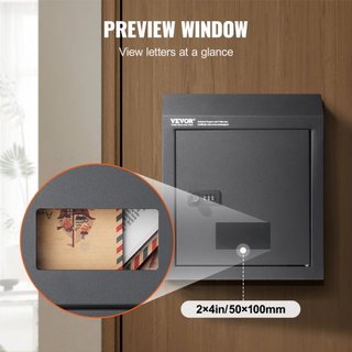 A través de la puerta Caja de entrega de llaves Buzón con cerradura de combinación Gris oscuro