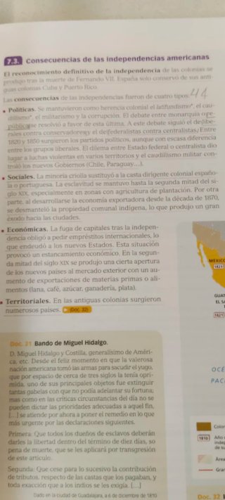 Historia del mundo contemporáneo, 1 bachillerato