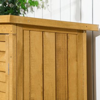 Caseta de Jardín de Madera con Techo Impermeable, Armario de Exterior para Herramientas de Jardín con 3 Estantes, 87X46.5X160Cm