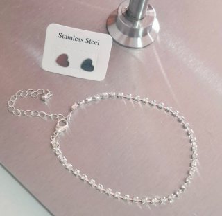 Pendientes y tobillera de plata