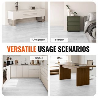 Azulejos de Vinilo Autoadhesivos 36 x 6 pulgadas, 36 Azulejos de 2.5mm de Grosor, Peel & Stick, Diseño de Madera Gris Claro para Suelos de Cocina, Comedor, Dormitorios y Baños, Fácil para Decoraci...