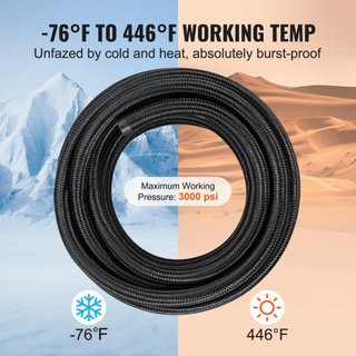 Kit de Línea de Combustible 6AN, Kit de Manguera de Combustible de 25 FT, Kit de Línea de Combustible de PTFE Trenzado de Nylon de Acero Inoxidable de 5/16", Kit de Conectores para E85/aceite/gas/...