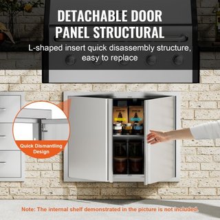 Puerta de Acceso para BBQ, Puerta Doble para Cocina Exterior de 787x609 mm, Puerta Montada a Ras de Acero Inoxidable, Puerta Vertical de Pared con Mangos Rehundidos, para Isla de BBQ, Estación de ...