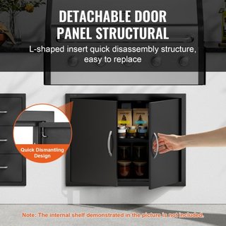 Puerta de Acceso para BBQ, Puerta Doble para Cocina Exterior de 788x610 mm, Puerta de Montaje Flush de Placa Fría, Puerta Vertical de Pared con Manijas, para Isla de BBQ, Estación de Parrilla, Gab...