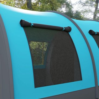 Tienda De Camping 5 Personas Impermeable Con Zona De Noche Y Zona De Día Separadas, Tienda De Senderismo De Poliéster, 480X260X200 Cm, Gris Y Azul
