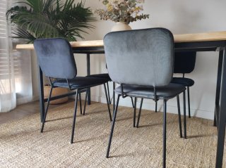 4 Sillas de Comedor Terciopelo Negro