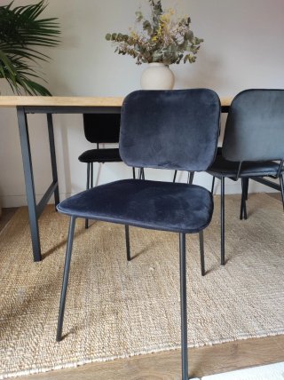 4 Sillas de Comedor Terciopelo Negro