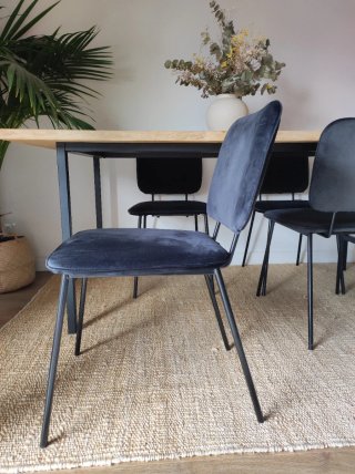 4 Sillas de Comedor Terciopelo Negro