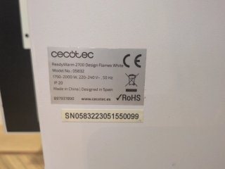 Cecotec Ready Warm 2700 Chimenea Eléctrica