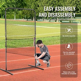 Pantalla de Béisbol para Jaula de Bateo, Pantalla de Seguridad de Béisbol y Softbol de 7x4 pies, Pantalla de Bateo Portátil con Bolsa de Transporte y Estacas para el Suelo, Red de Lanzamiento de A...