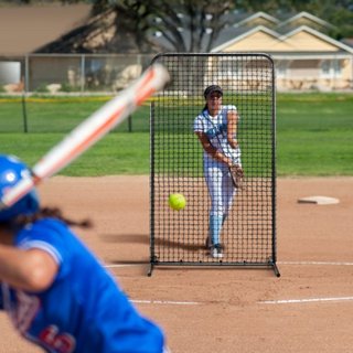 Pantalla de Béisbol para Jaula de Bateo, Pantalla de Seguridad de Béisbol y Softbol de 7x4 pies, Pantalla de Bateo Portátil con Bolsa de Transporte y Estacas para el Suelo, Red de Lanzamiento de A...