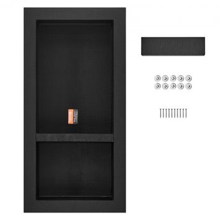 Nicho de Ducha Listo para Azulejos 40.64 x 81.28 cm, Organizador de Doble Estante, Nicho Recesado de Esquinas Cuadradas Insertado en la Pared, Protección Sellada Nicho Moderno para Almacenamiento ...