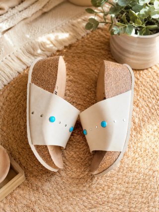 Sandalias BAYTON Beige Talla 37 Turquesa