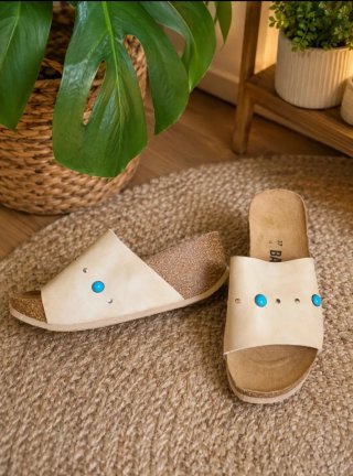 Sandalias BAYTON Beige Talla 37 Turquesa
