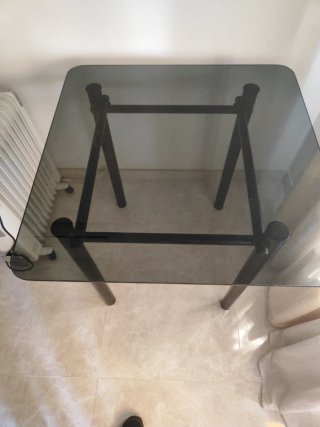Mesa cristal y metal 80x74