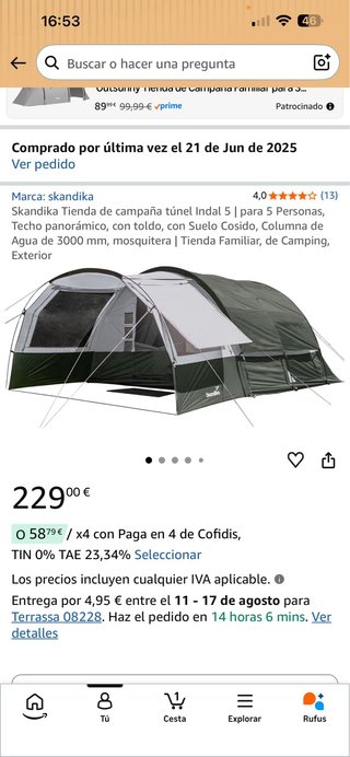 Tienda de campaña 4-5 personas