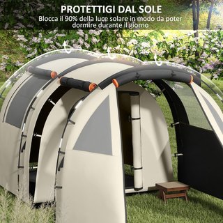 Tienda de Camping para 4-5 Personas con Cubierta Impermeable, Tienda de Túnel Familiar con Bolsa de Transporte, Caqui
