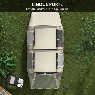 Tienda de Camping para 4-5 Personas con Cubierta Impermeable, Tienda de Túnel Familiar con Bolsa de Transporte, Caqui