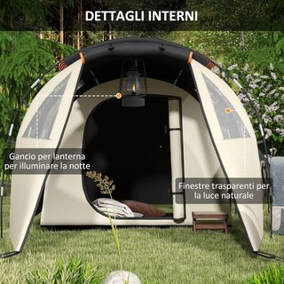 Tienda de Camping para 4-5 Personas con Cubierta Impermeable, Tienda de Túnel Familiar con Bolsa de Transporte, Caqui