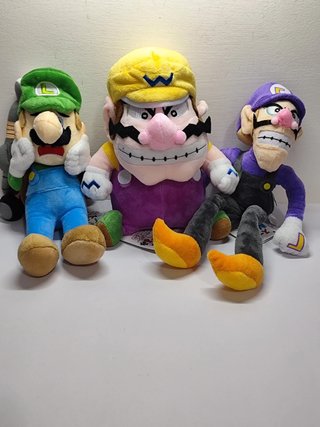 Set 3 Peluche Super Mario Luigi Wario Waluigi