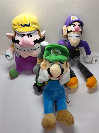 Set 3 Peluche Super Mario Luigi Wario Waluigi