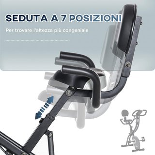 Cyclette pieghevole con supporto, bande elastiche e 8 livelli di resistenza regolabile, bicicletta silenziosa con display LCD, sensore di frequenza cardiaca, supporto per telefono e ruote