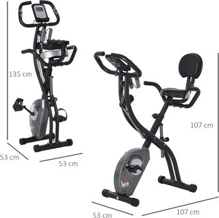 Cyclette pieghevole con supporto, bande elastiche e 8 livelli di resistenza regolabile, bicicletta silenziosa con display LCD, sensore di frequenza cardiaca, supporto per telefono e ruote