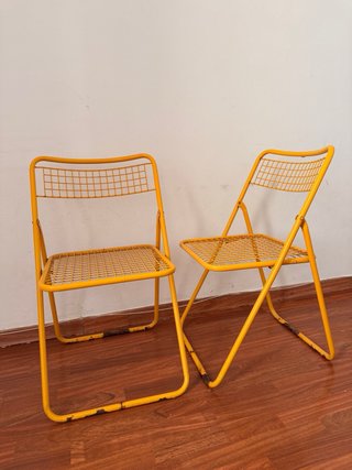 Sillas plegables amarillas de metal Ted Net x 2