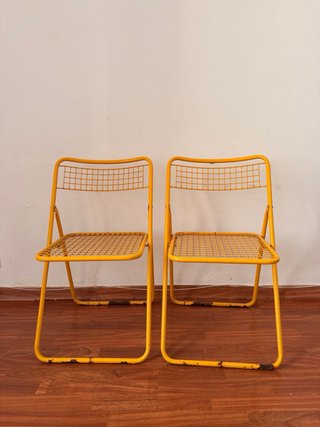 Sillas plegables amarillas de metal Ted Net x 2
