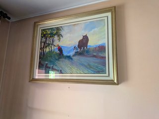 PAESAGGIO CON TORO E CONTADINI FIRMATO CALABRETTA