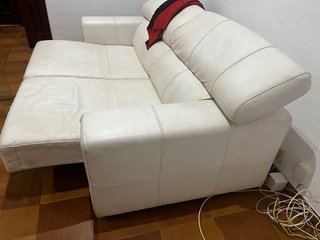 Sofá cama piel 3 plazas blanco