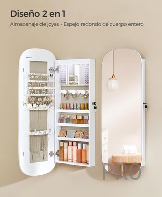 Armario para joyas de pared con luz - Songmics
