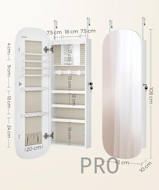 Armario para joyas de pared con luz - Songmics