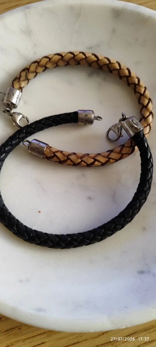 Pareja Pulseras Thomas Sabo Piel Trenzada y plata.