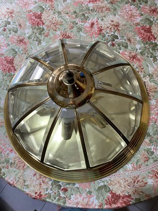 Plafón de cristal y metal dorado