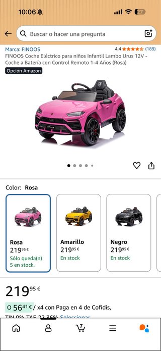 Coche Eléctrico Infantil Rosa