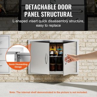 Puerta de Acceso para BBQ, Puerta Doble para Cocina Exterior de 774x533 mm, Puerta de Montaje Flush de Acero Inoxidable, Puerta Vertical de Pared con Manijas, para Isla de BBQ, Estación de Asado, ...