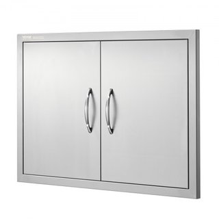 Puerta de Acceso para BBQ, Puerta Doble para Cocina Exterior de 774x533 mm, Puerta de Montaje Flush de Acero Inoxidable, Puerta Vertical de Pared con Manijas, para Isla de BBQ, Estación de Asado, ...
