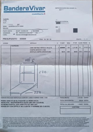 Cama Abatible Vertical Bandera Vivar 153x220x227