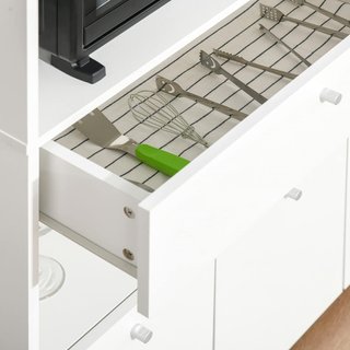 Credenza de Cocina para Microondas y Horno, Mueble de Cocina con Armarios, Estantes y Cajón, Mueble Despensa Moderna en Aglomerado para Salón, 90X40X120 Cm, Blanco