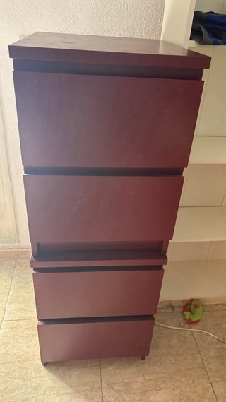 2 Cajoneras Ikea Roja Madera granate