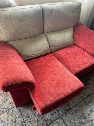 Sofá 2 plazas extraíble rojo y beige