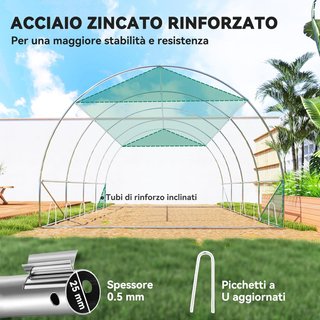 Invernadero de Jardín en Túnel 4X3X2 M con Red Sombreante, Invernadero para Huerto 8 Ventanas, 2 Puertas y Paredes Laterales Enrollables, Estructura de Acero y Cubierta de PE, para Verduras y Flor...