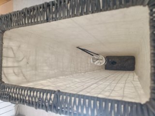 Lámpara de pie diseño tela y mimbre