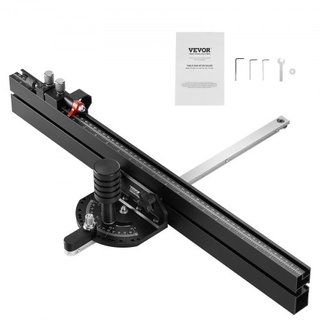Medidor de Inglete de Precisión, Ranura Estándar 19 x 9.5 mm, Medidor de Inglete de Aleación de Aluminio para Sierra de Mesa con Graduación de 61 cm, 15 Paradas de Ángulo Ajustables con Émbolo Car...