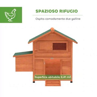 Gallinero de Madera con Nido, Gallinero para Gallinas Exteriores, Techo Impermeable, Bandeja Extraíble, 2 Perchas, Rampa, Ventana, Casita para 2 Gallinas, Patos, Jardín, 113.5x67.5x95.5cm, Naranja