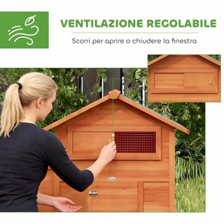 Gallinero de Madera con Nido, Gallinero para Gallinas Exteriores, Techo Impermeable, Bandeja Extraíble, 2 Perchas, Rampa, Ventana, Casita para 2 Gallinas, Patos, Jardín, 113.5x67.5x95.5cm, Naranja