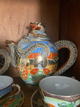 Juego de café porcelana japonesa dragón