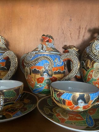 Juego de café porcelana japonesa dragón